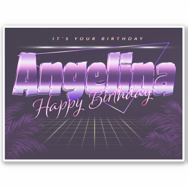 Angelina Name Vorname retro Sticker Geburtstag (Vorderseite)