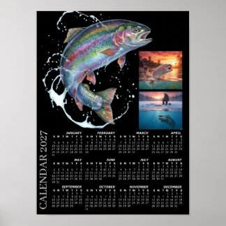 Angelkalender 2027, Fly-Fischen, Forelle Poster