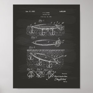 Angelköder 1923 Patent Kunst Kreidetafel Poster