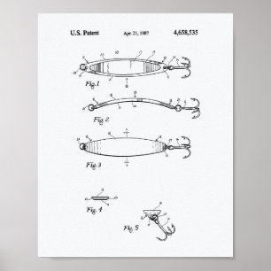 Angelköder 1926 Patent Kunst Weiß Papier Poster aF