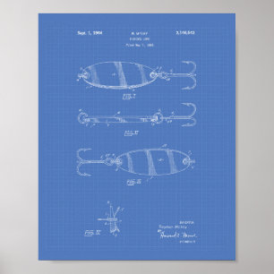Angelköder 1964 Patent Kunst Blaupause Poster