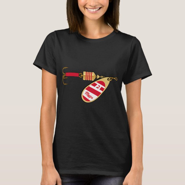 Angelköder Spinner - Einfach Gold Rot Weiß T-Shirt (Vorderseite)