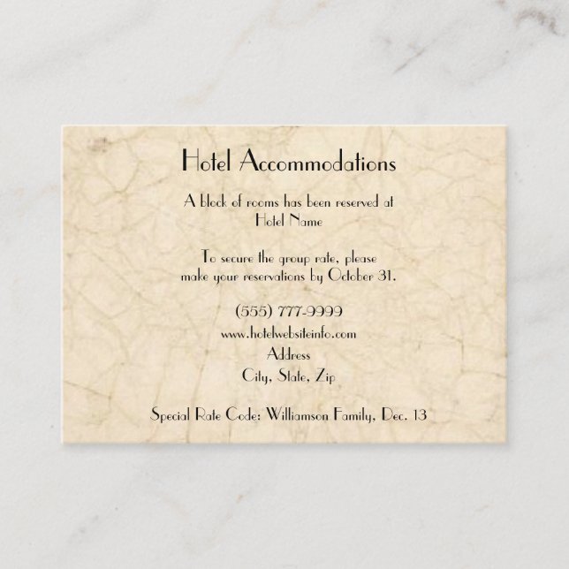 Angelliebhaber Hotelunterkunft Eintrittskarten Begleitkarte (Vorderseite)