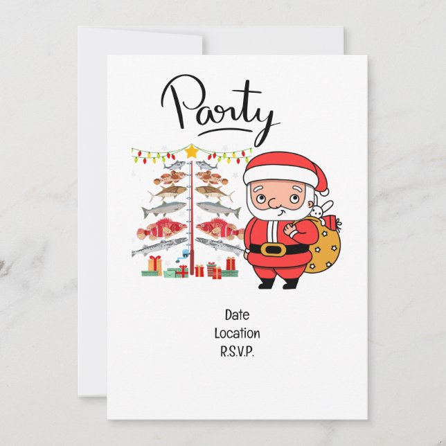 Angelliebhaber Weihnachten mit dem Weihnachtsmann Einladung (Vorderseite)