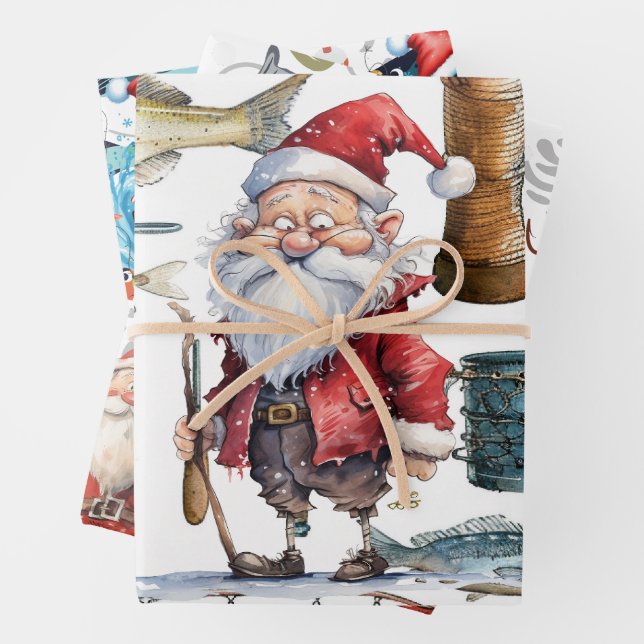 Angelliebhaber Weihnachten mit dem Weihnachtsmann Geschenkpapier Set (Beispiel)