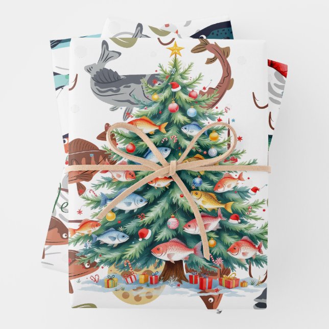 Angelliebhaber Weihnachten mit dem Weihnachtsmann Geschenkpapier Set (Beispiel)