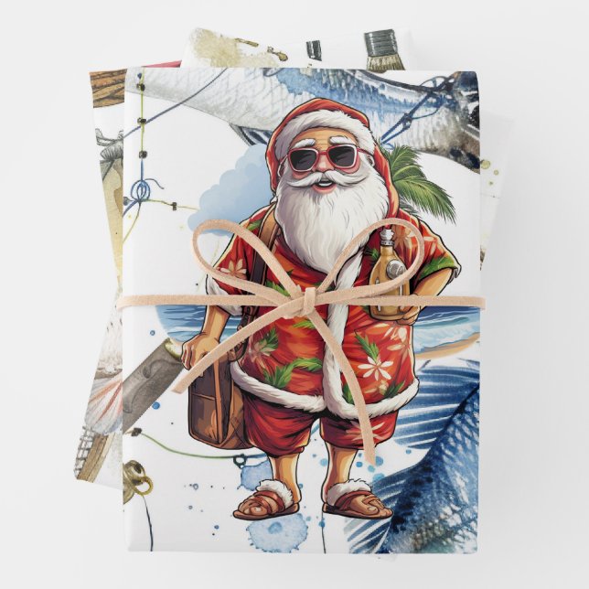 Angelliebhaber Weihnachten mit dem Weihnachtsmann Geschenkpapier Set (Beispiel)