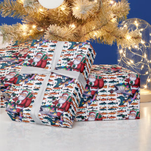 Angelliebhaber Weihnachten mit Santa Claus Fish Geschenkpapier