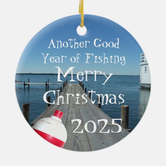 Angellocke "Ein weiteres gutes Jahr der Fischerei" Keramik Ornament (Hinten)