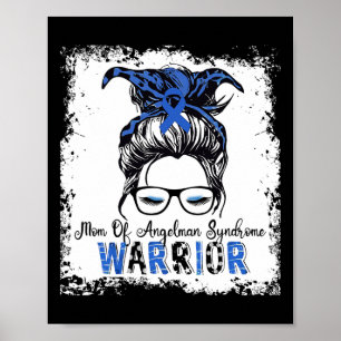 Angelman Syndrome Awareness Mama Warrior Blue Ribb Poster