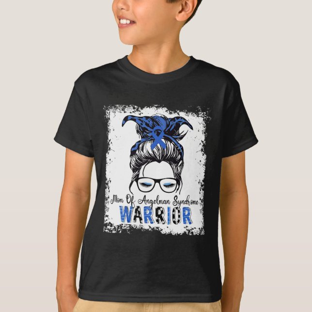 Angelman Syndrome Awareness Mama Warrior Blue Ribb T-Shirt (Vorderseite)