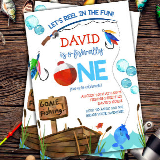Angeln 1. Geburtstag Junge O-Fisch-ally Einladung