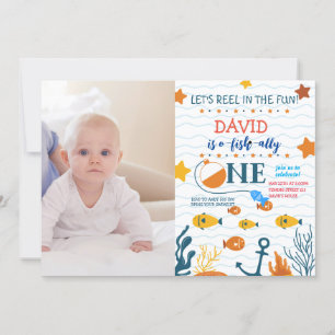 Angeln 1. Geburtstag Junge O-Fisch-ally-Foto Bild Einladung