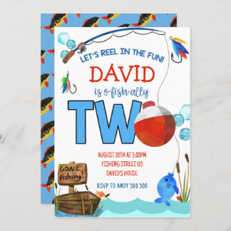 Angeln 2. Geburtstag Junge Party O-Fisch-ally Einladung