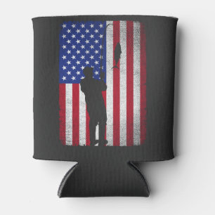 Angeln 4. Juli USA Amerikanische Flagge Fischer Dosenkühler