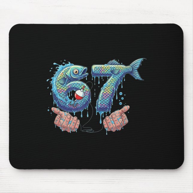 Angeln 67 Six Seven Lustiges Gen Alpha Meme Drip  Mousepad (Vorne)