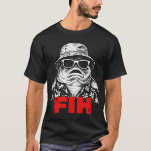 Angeln â€œFihâ€ Lustiges Abgenutztes Fischer-Meme T-Shirt