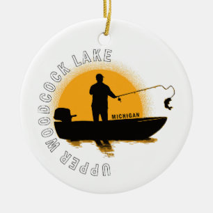 Angeln am See Michigan Keramik Ornament