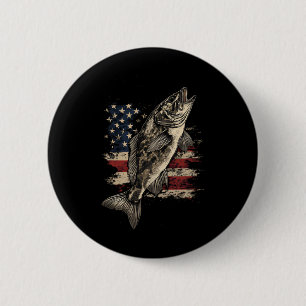 Angeln Amerikanische Flagge B Fisch Männer Frauen  Button