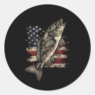 Angeln Amerikanische Flagge B Fisch Männer Frauen  Runder Aufkleber