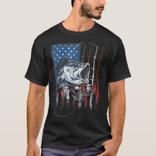 Angeln Amerikanische Flagge Barsch Angler US-Unabh T-Shirt