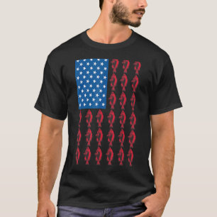 Angeln Amerikanische Flagge Fluss Süßwasserfisch L T-Shirt