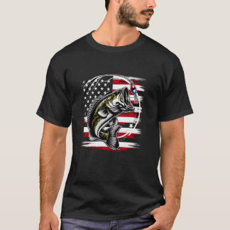 Angeln Amerikanische Flagge Lustiger Bass-Angler A T-Shirt