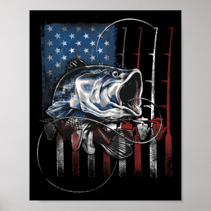 Angeln Amerikanische Flagge Vintage Usa B Angler G Poster