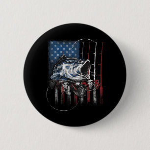 Angeln Amerikanische Flagge Vintage USA B Fischer Button