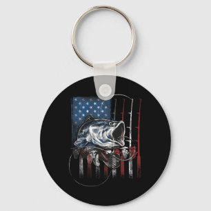 Angeln Amerikanische Flagge Vintage USA B Fischer Schlüsselanhänger