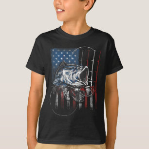 Angeln Amerikanische Flagge Vintage Usa B Fischer  T-Shirt
