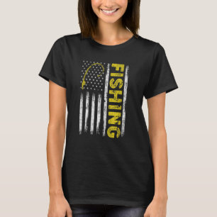 Angeln Amerikanische Flagge Vintage Usa Fischer T-Shirt