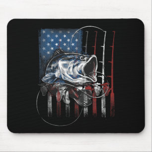 Angeln Amerikanische Flagge Vintage USA Fischerman Mousepad