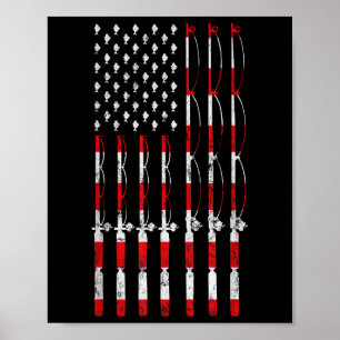 Angeln Angelrute Amerikanisch Usa Flagge Patriotis Poster