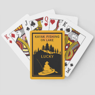Angeln auf dem See und Fluss mit dem Kayak Spielkarten
