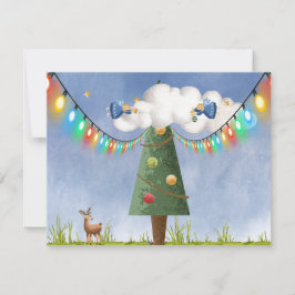 Angeln auf hochdekorierten Baumbestand anpassbarer Feiertagskarte