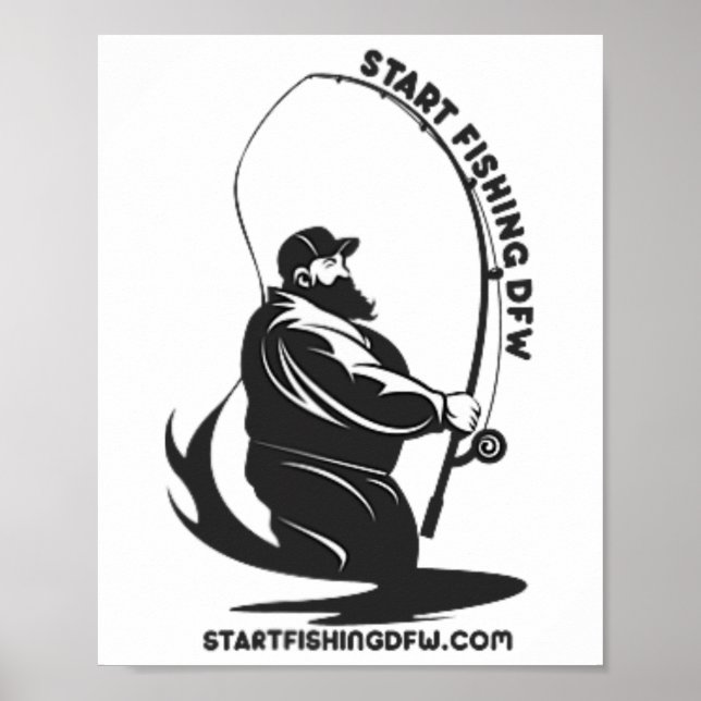 Angeln beginnen Dfw Fishy Angler Lustiger Angler L Poster (Vorne)