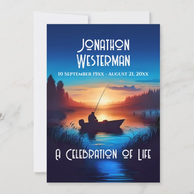 Angeln bei Sonnenuntergang Einladung (Vorderseite)