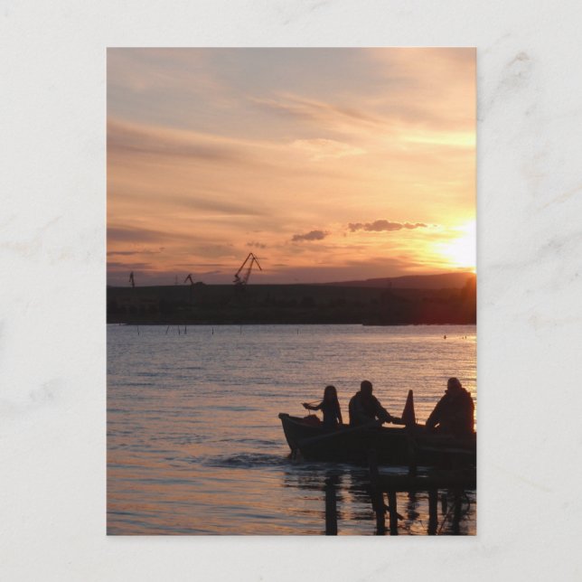 Angeln bei Sonnenuntergang Postkarte (Vorderseite)