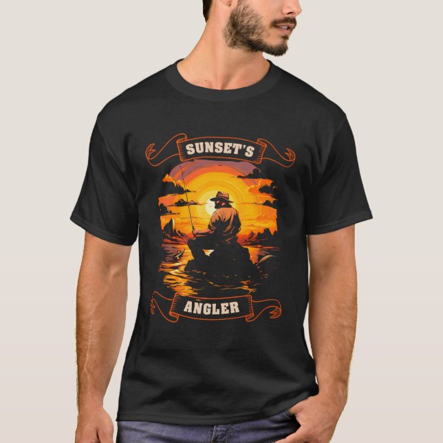 Angeln bei Sunset Lake Fisherman Angler T-Shirt (Vorderseite)