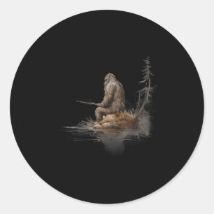 Angeln Bigfoot Sasquatch - Uni Erwachsene & Kinder Runder Aufkleber