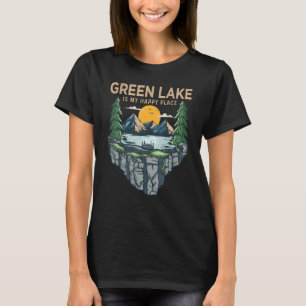 Angeln Booten Camping Mein glücklicher Ort Grüner T-Shirt