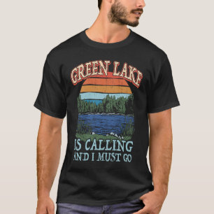 Angeln Bootfahren Camping Retro See Urlaub Grün T-Shirt