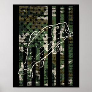 Angeln Camo Us Flagge Fisch B Patriot Angler Papa Poster