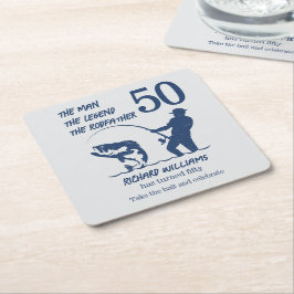 Angeln des Rodvaters Big Fish 50. Geburtstag Rechteckiger Pappuntersetzer