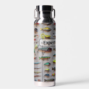 Angeln - ein Brett mit Ködern - Personalisieren Trinkflasche