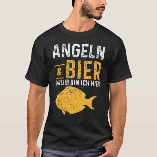 Angeln Fisch Angelrute Köder Bier T-Shirt (Vorderseite)