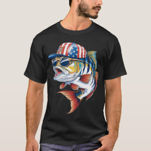 Angeln & Fischer Amerikanische Flagge T-Shirt