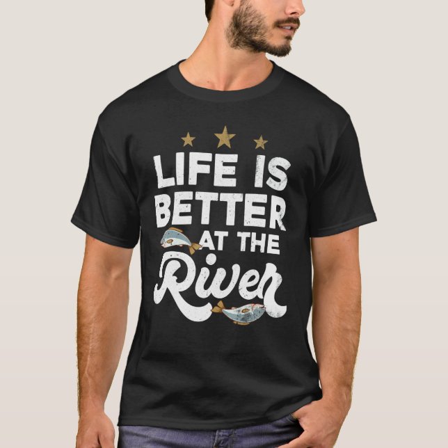 Angeln für Fischer am Fluss T-Shirt (Vorderseite)