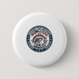 Angeln für Freiheit Patriotisches Hobby Vintage Button